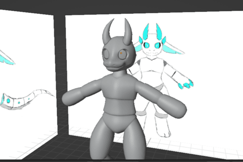 Unfinished Dragon Model With A Reference